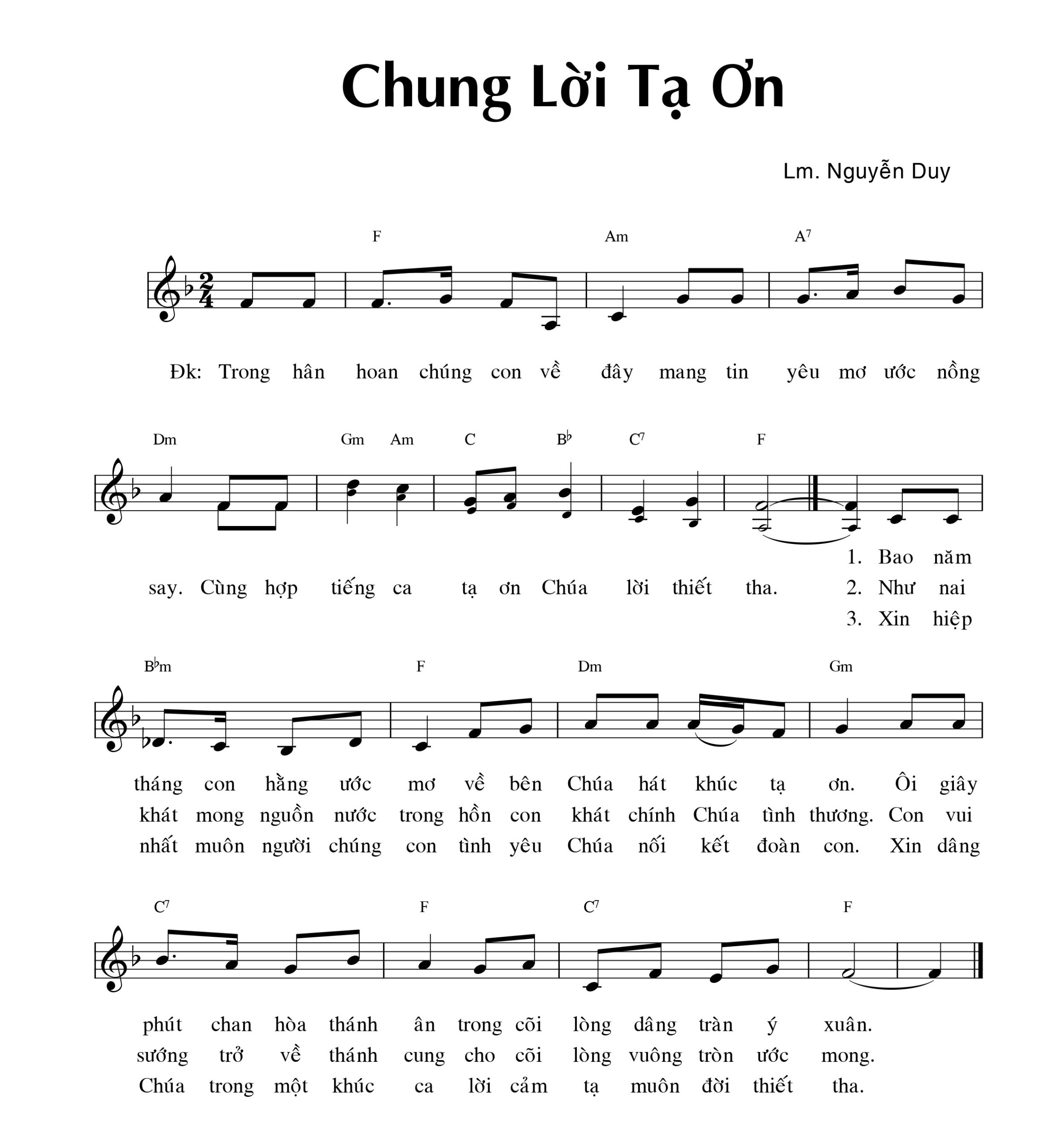 chung lời tạ ơn