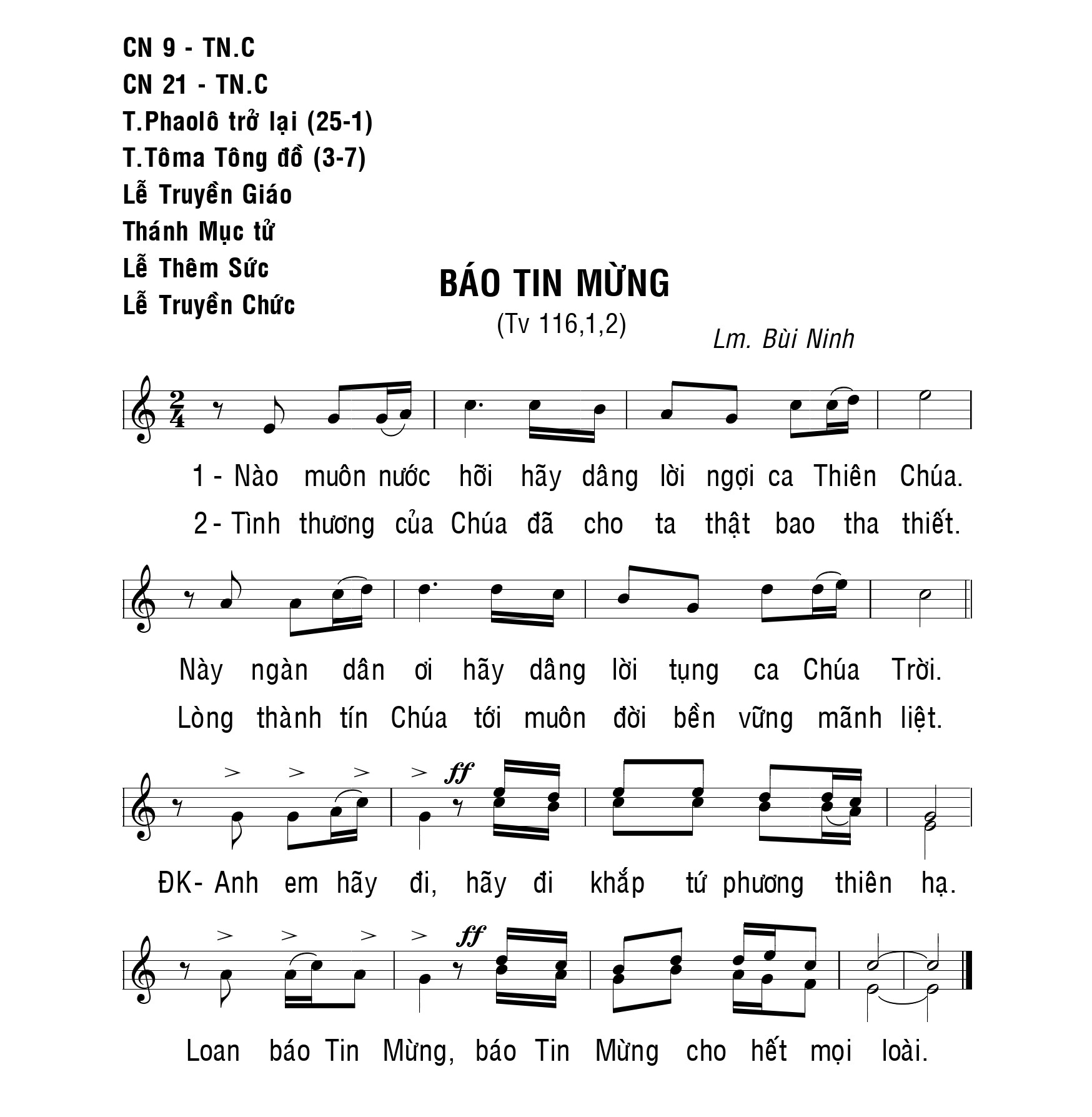 báo tin mừng thánh vịnh 116