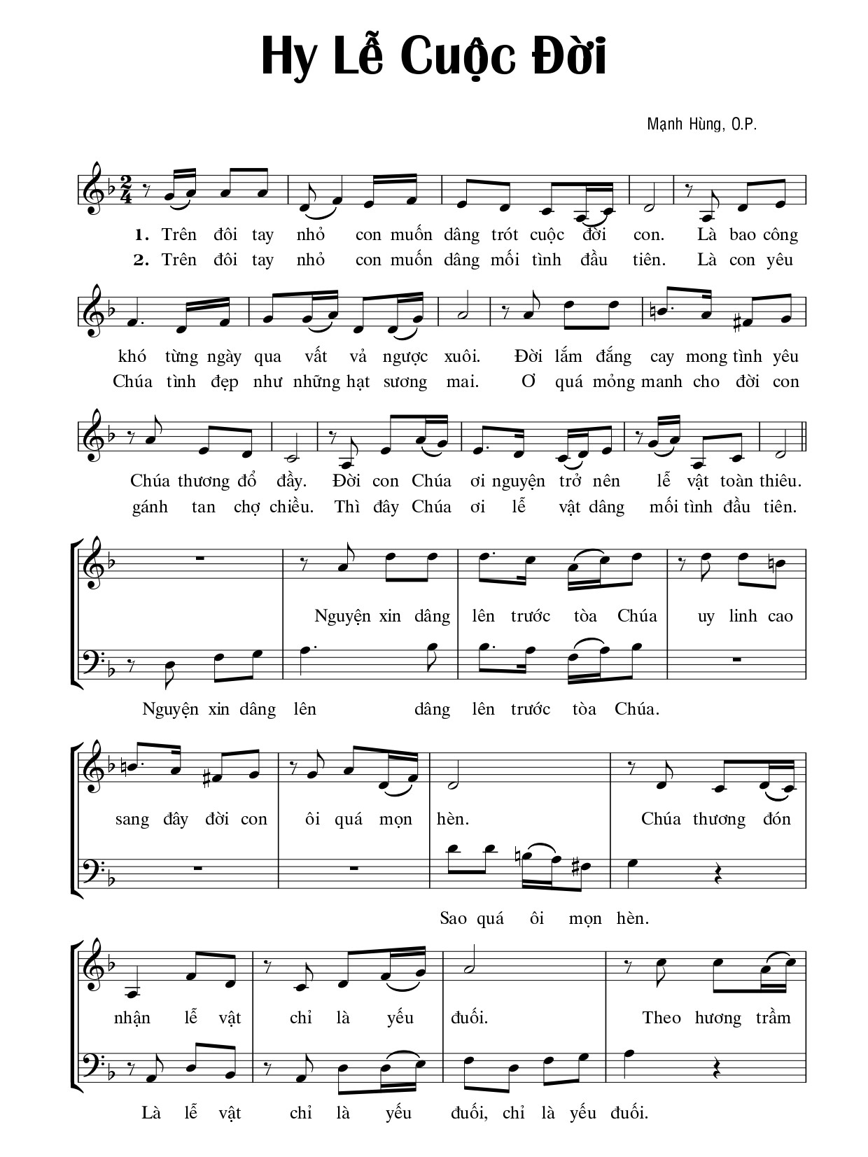 Hy lễ cuộc đời mạnh hùng