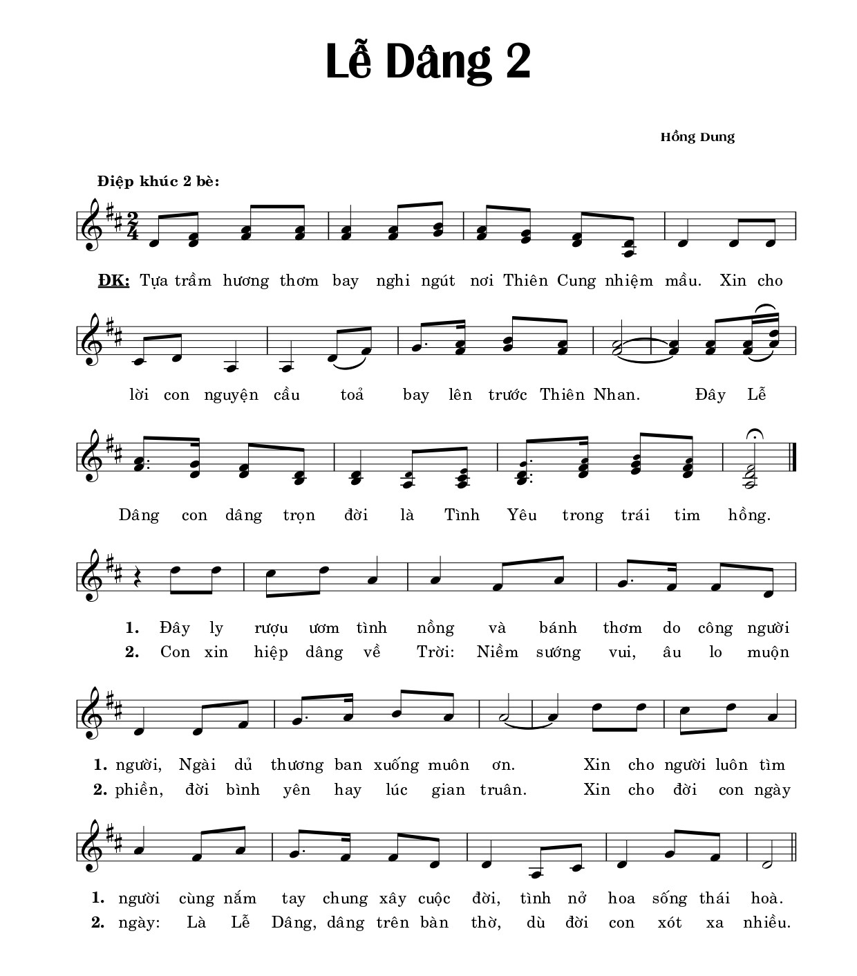 lễ dâng 2 hồng dung
