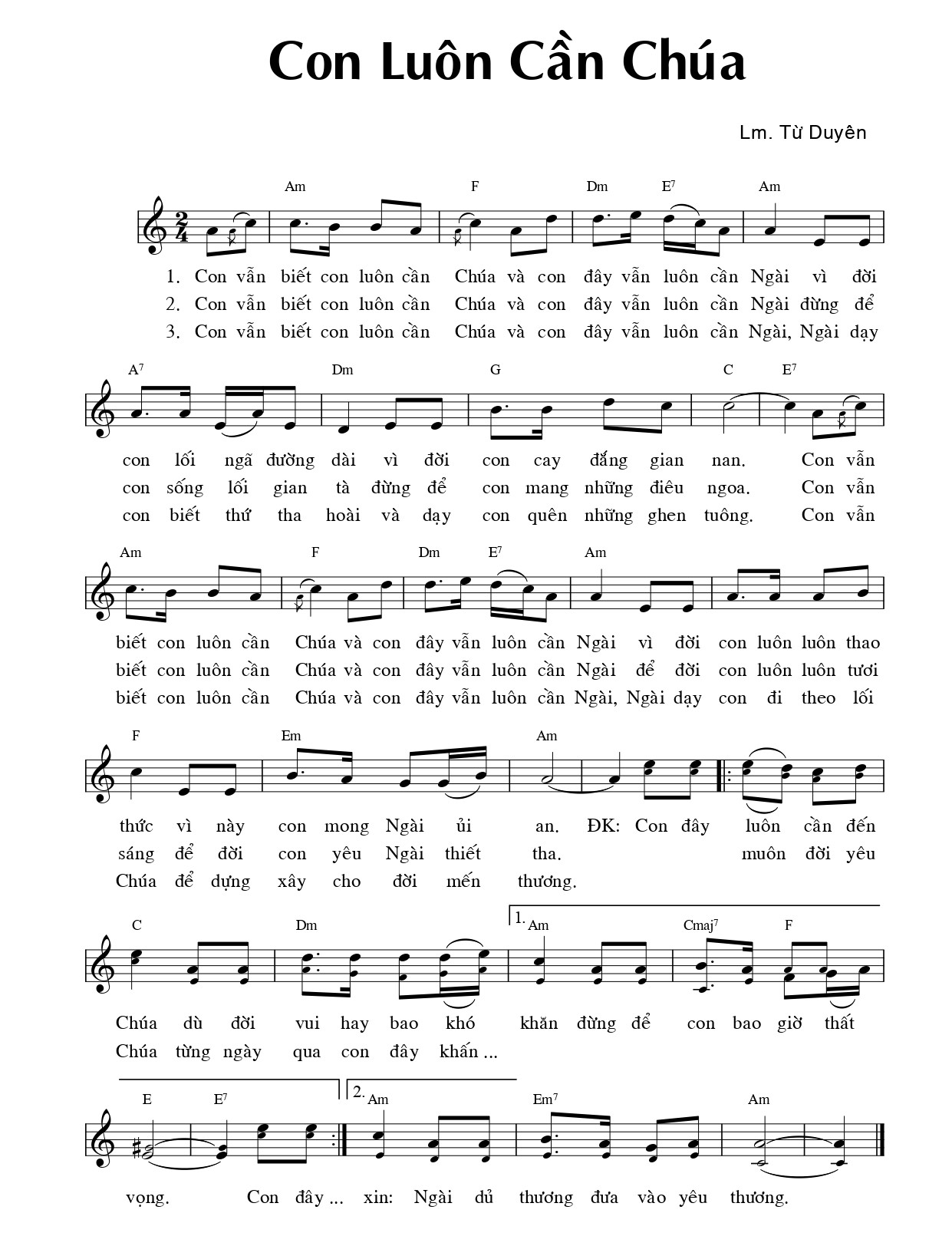 Con luôn cần Chúa Từ Duyền