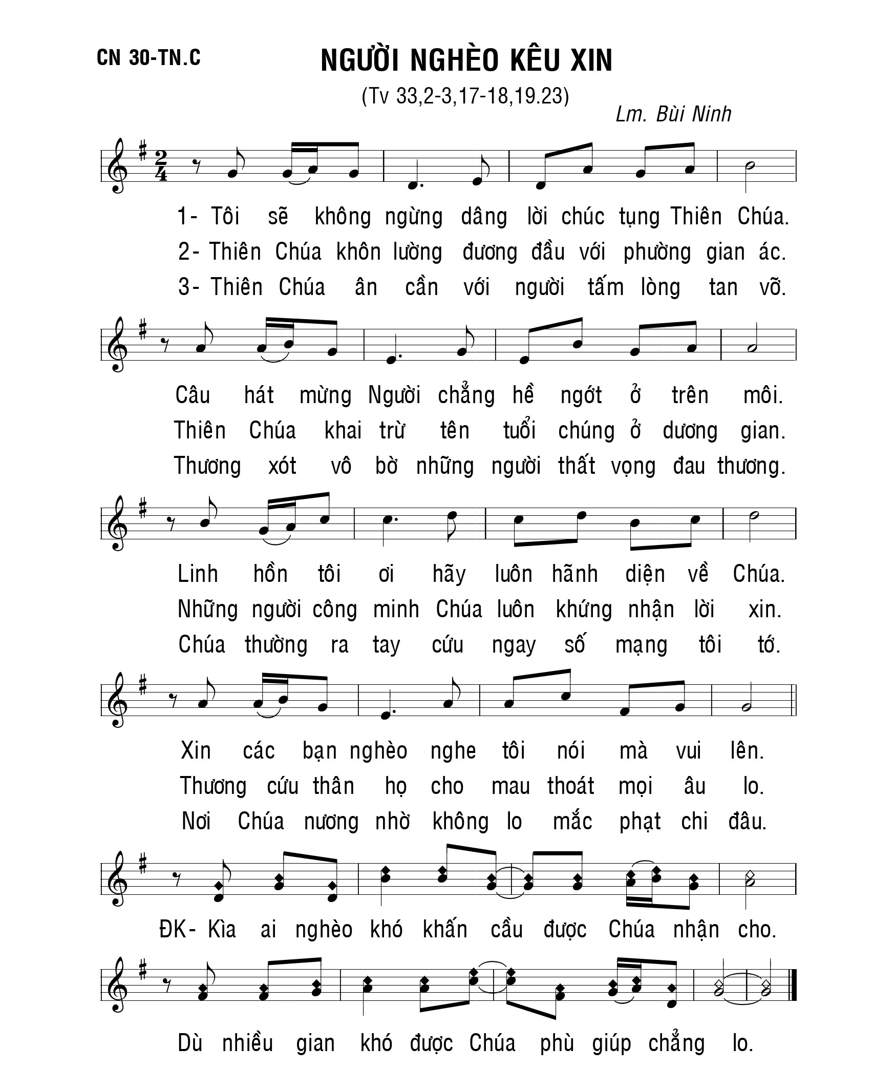 Thánh vịnh 33 người nghèo kêu xin Bùi ninh