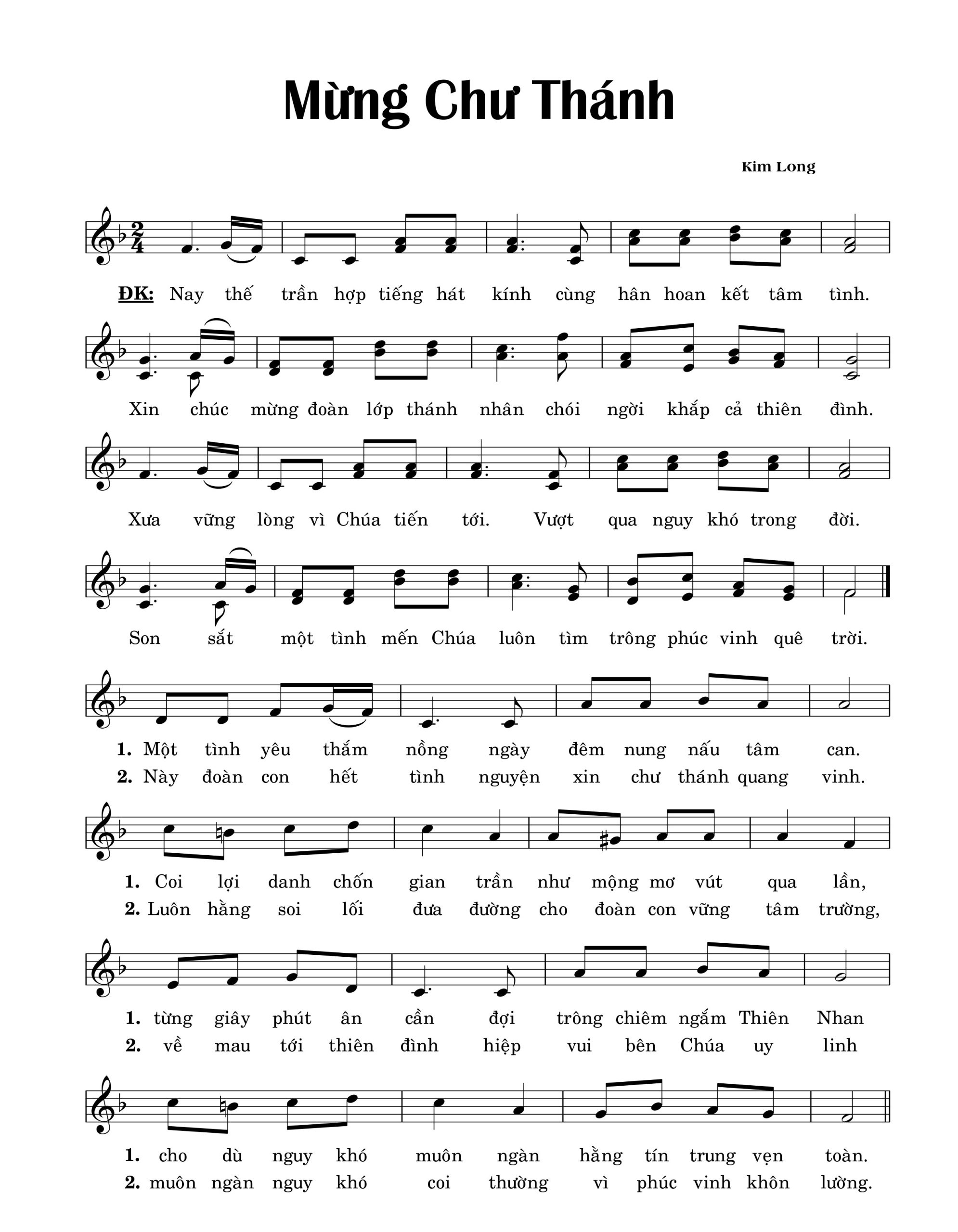 Mừng chư Thánh Kim Long