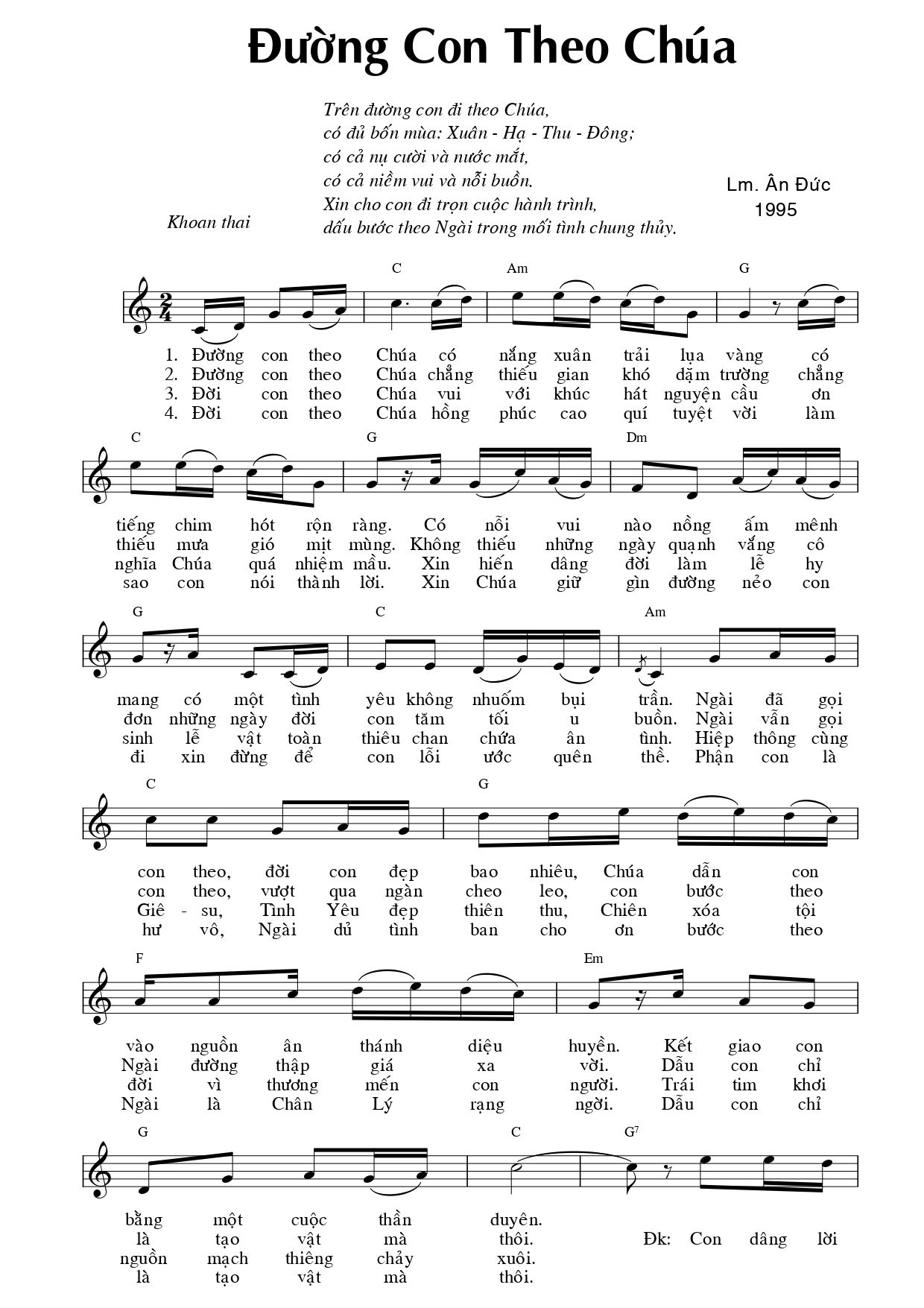 Đường con theo Chúa Ân Đức