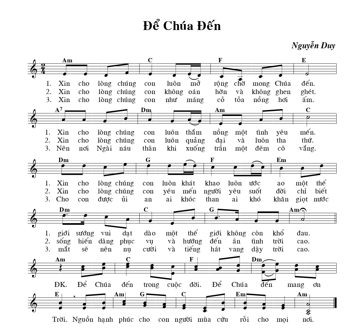 Để Chúa đến Nguyễn Duy