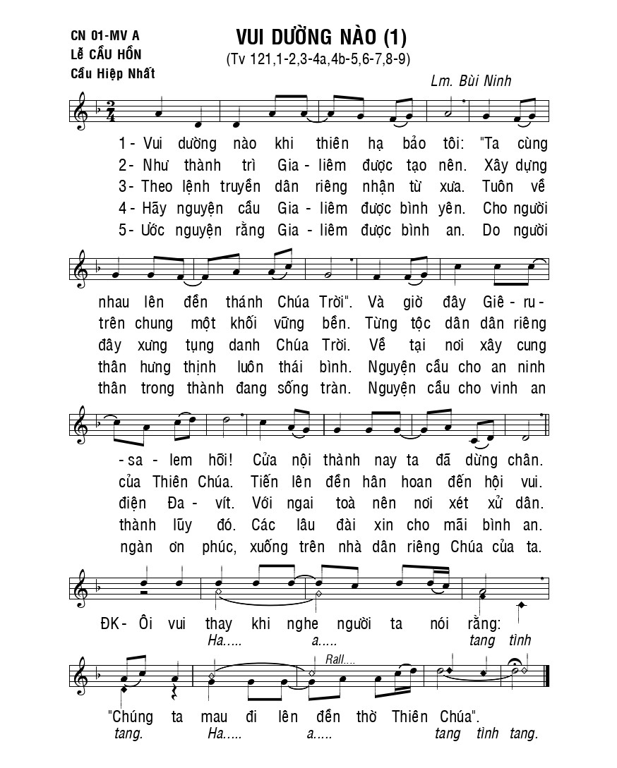 thánh vịnh 121 vui dường nào 1 bùi ninh