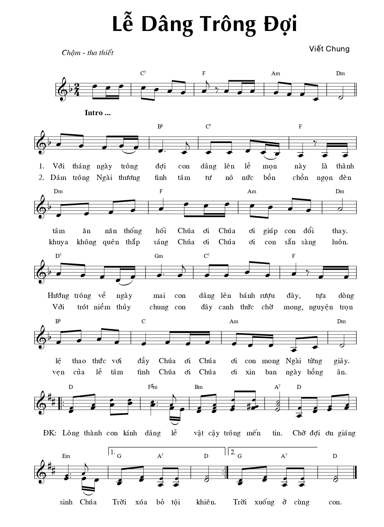 Lễ dâng trông đợi Viết chung