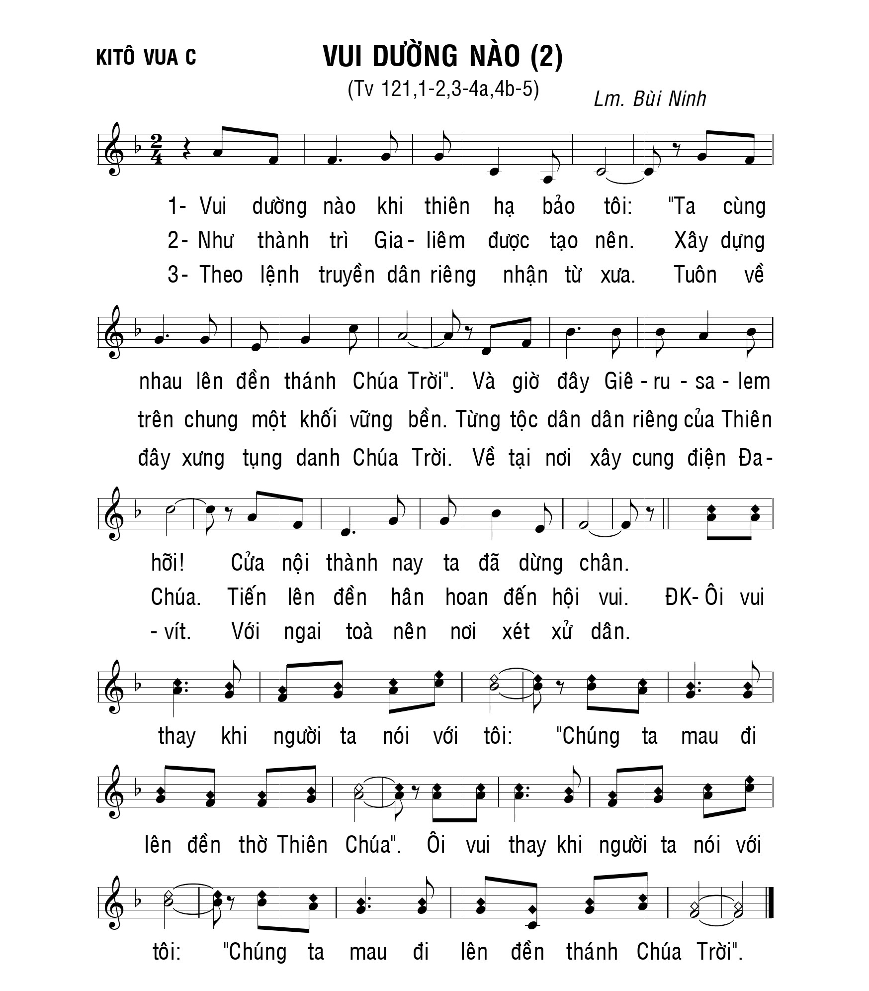 Thánh vịnh 121 vui dường nào 2 bùi ninh