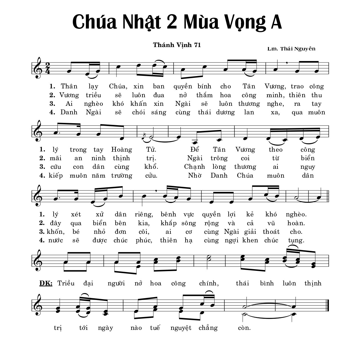 Thánh vịnh 71 Thái Nguyên