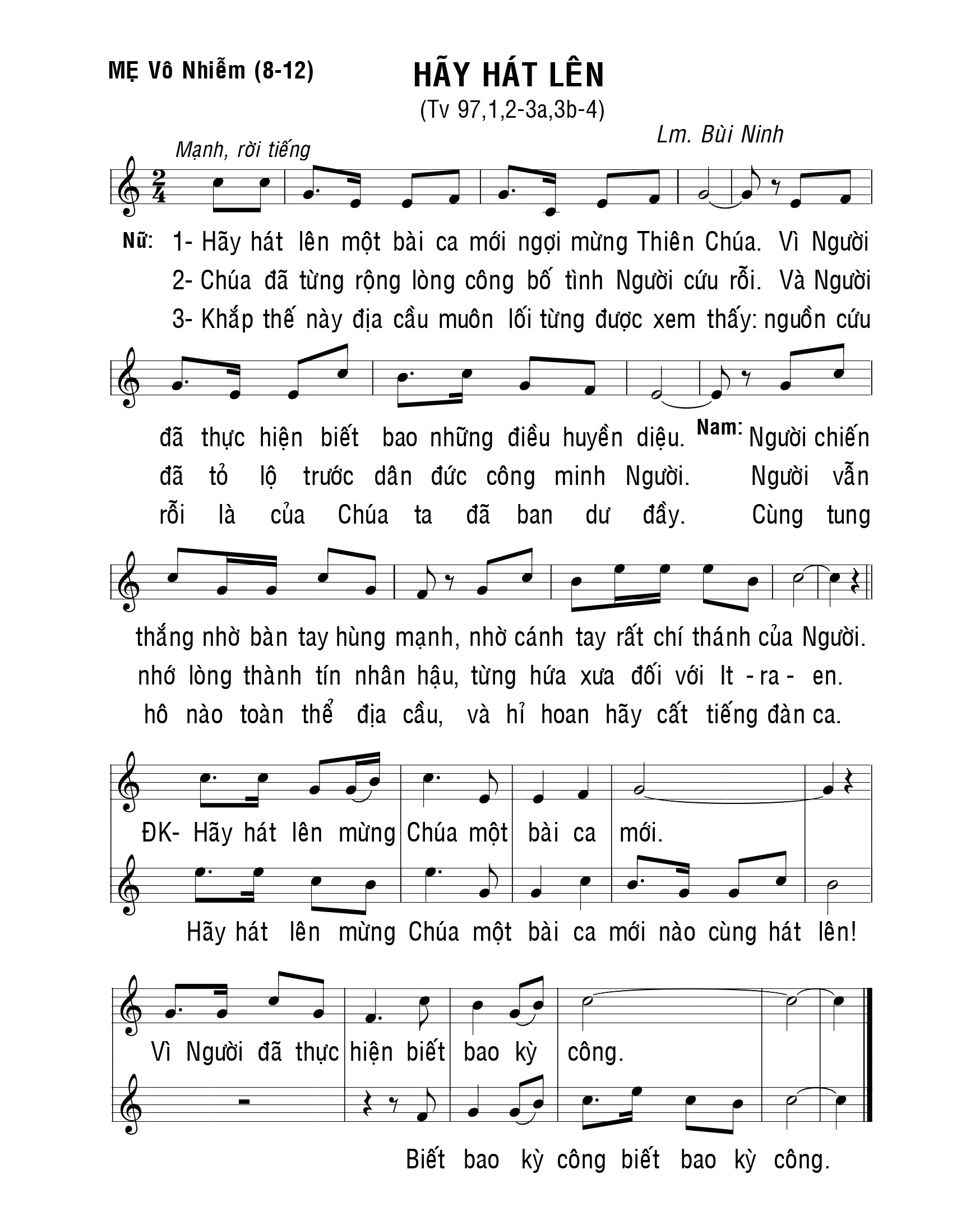 Thánh vịnh 97 hãy hát lên Bùi ninh