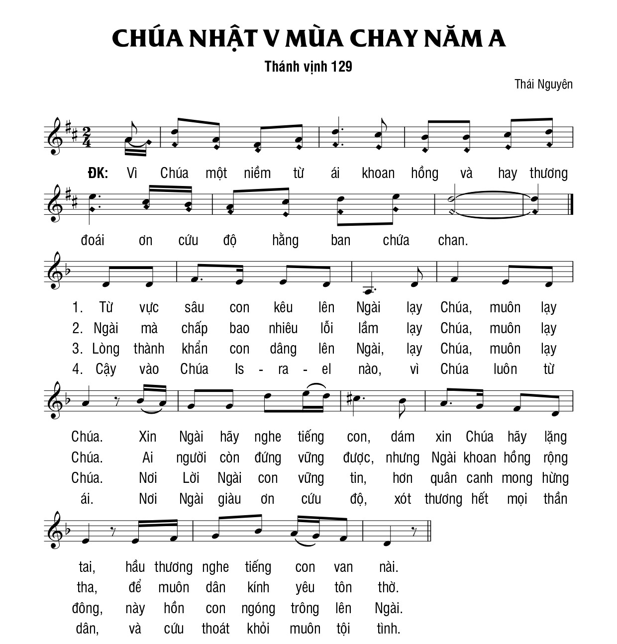 Thánh vịnh 129 Thái Nguyên